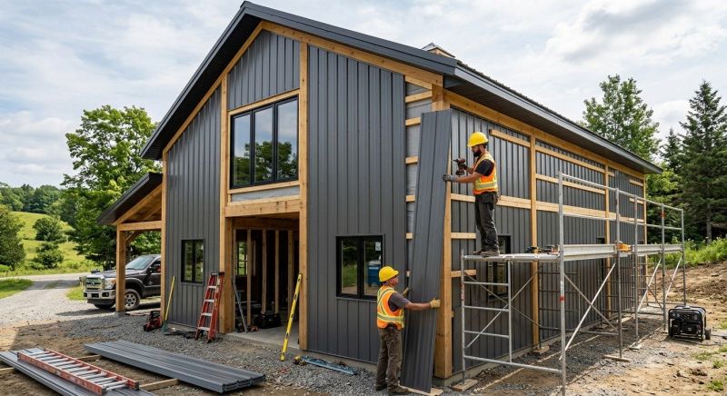 Pole Barn Siding Installation in Dover, NH